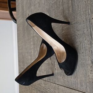 Christian Louboutin Black Suede Peep Toe Heels Sz 39